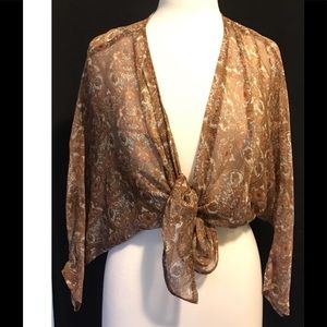 Sheer batwing sleeve top L